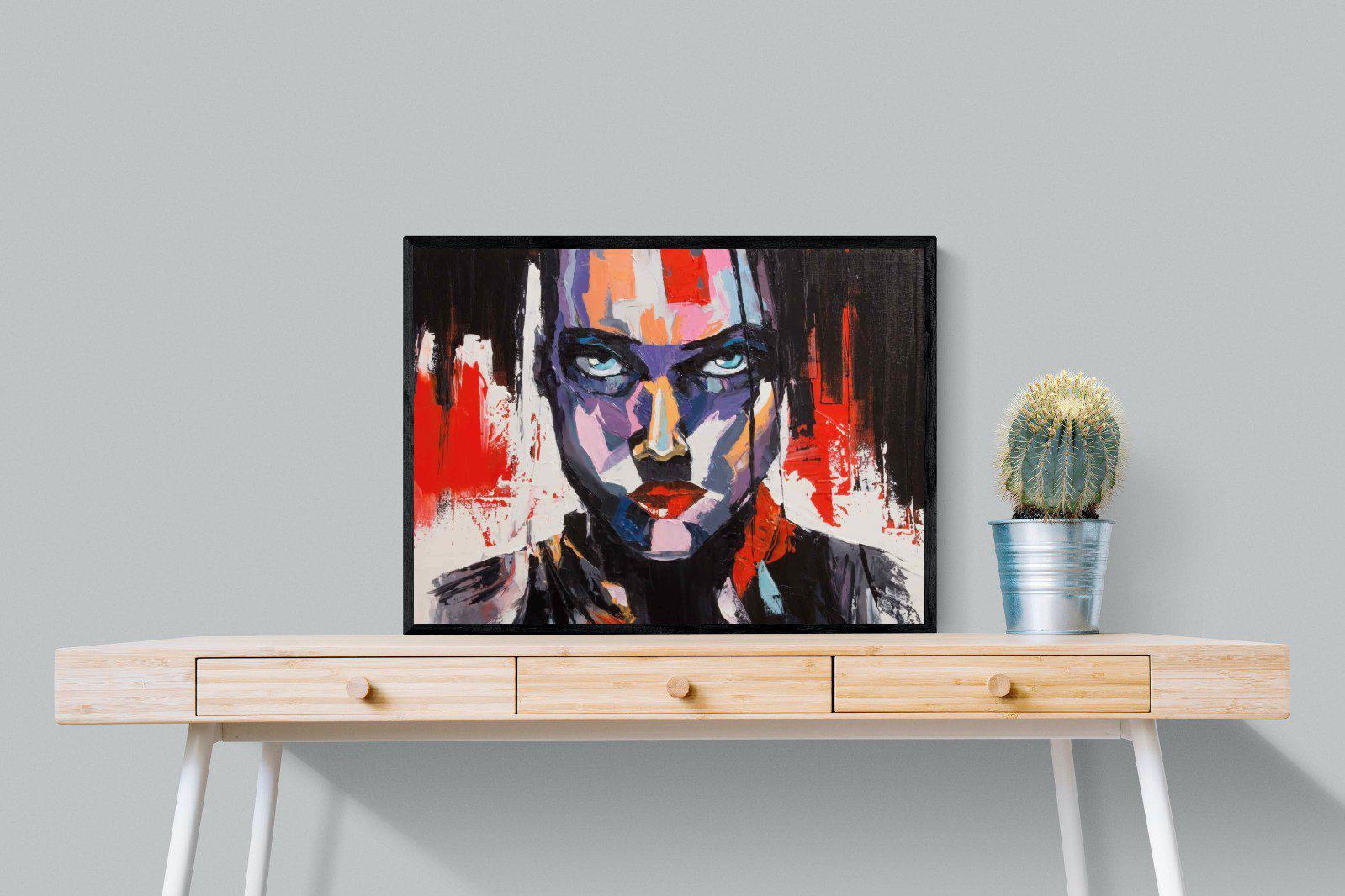Vivid Girl-Wall_Art-80 x 60cm-Mounted Canvas-Black-Pixalot