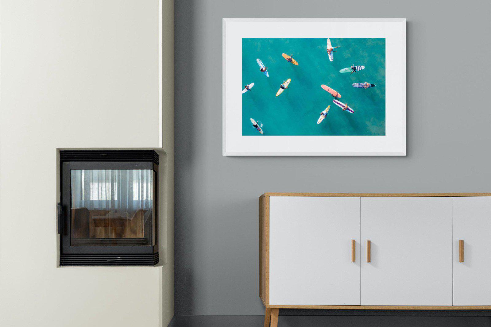 Waiting Surfers-Wall_Art-100 x 75cm-Framed Print-White-Pixalot