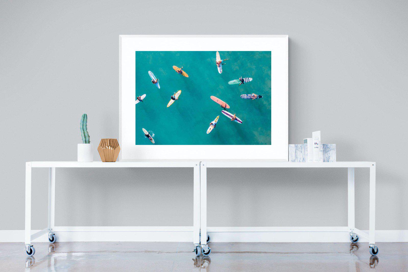 Waiting Surfers-Wall_Art-120 x 90cm-Framed Print-White-Pixalot