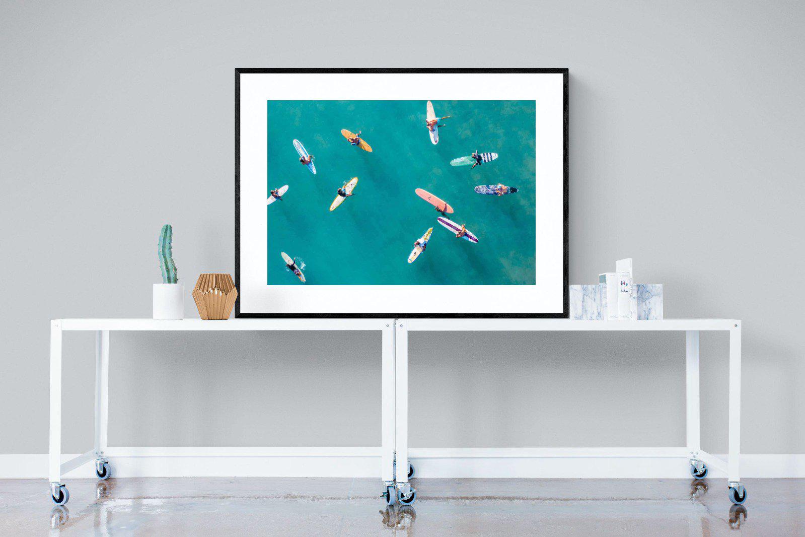 Waiting Surfers-Wall_Art-120 x 90cm-Framed Print-Black-Pixalot