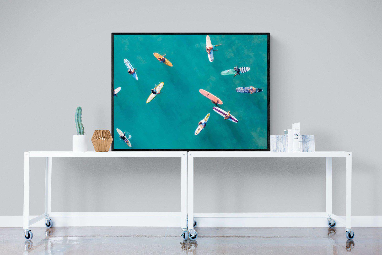 Waiting Surfers-Wall_Art-120 x 90cm-Mounted Canvas-Black-Pixalot