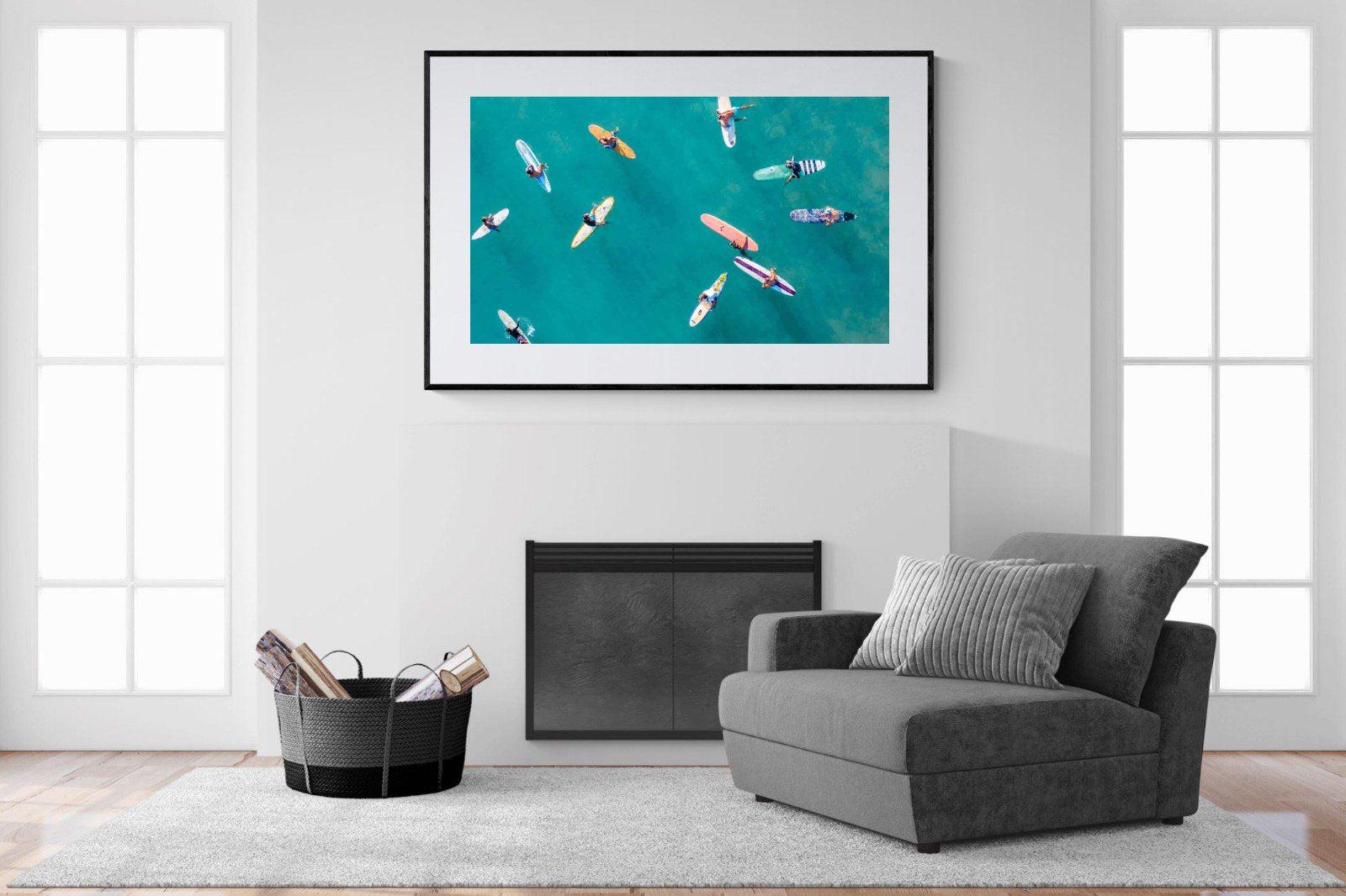 Waiting Surfers-Wall_Art-150 x 100cm-Framed Print-Black-Pixalot