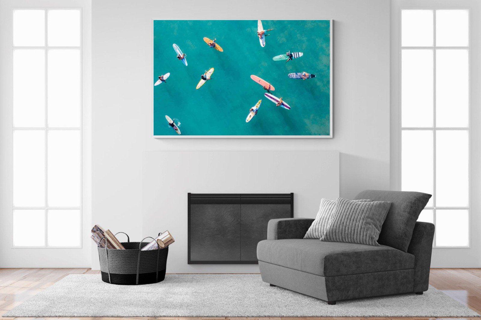 Waiting Surfers-Wall_Art-150 x 100cm-Mounted Canvas-White-Pixalot
