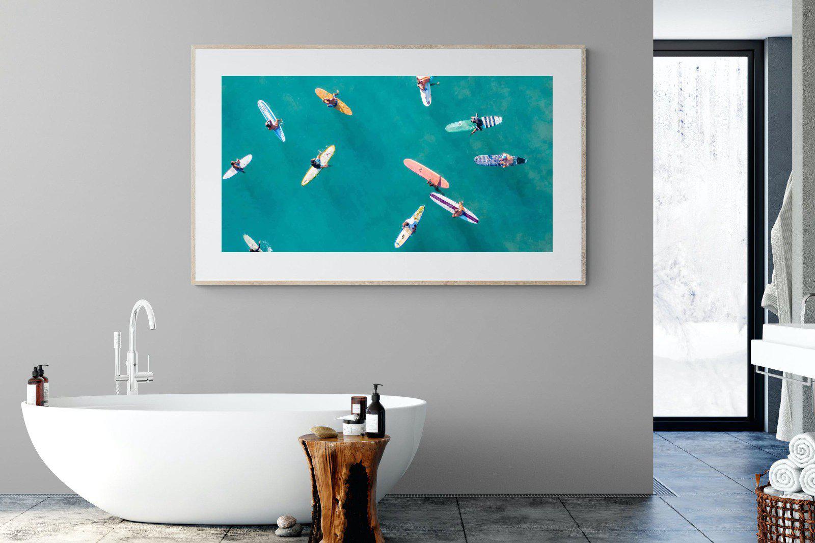 Waiting Surfers-Wall_Art-180 x 110cm-Framed Print-Wood-Pixalot
