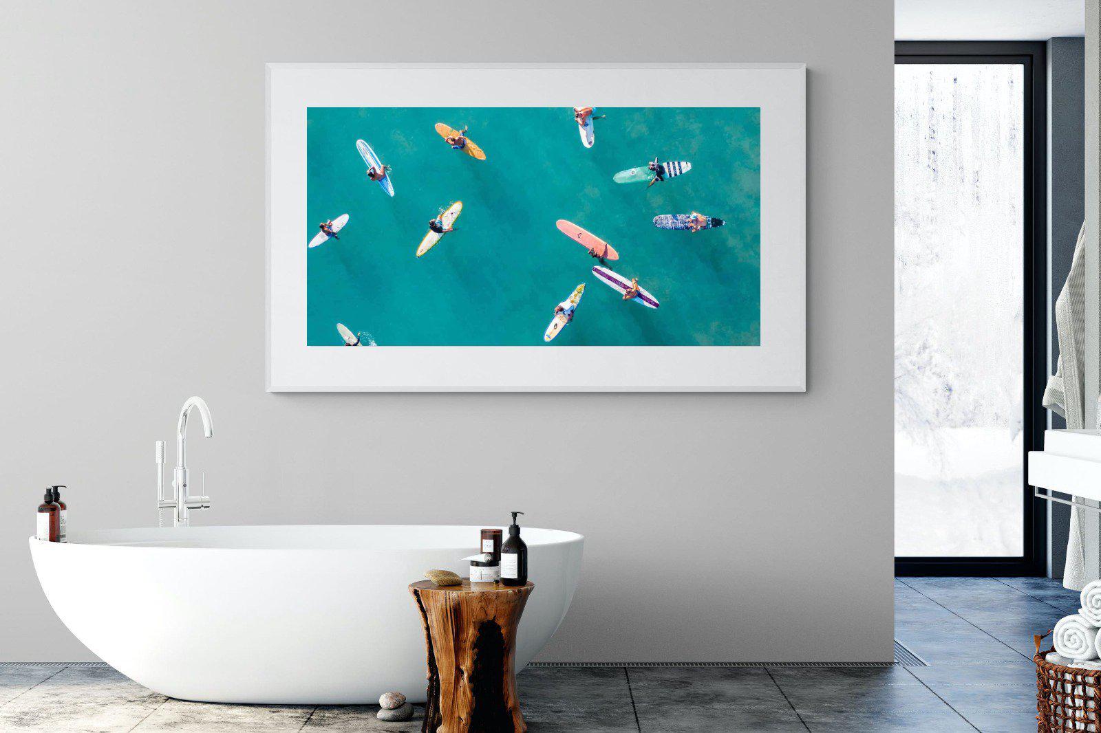 Waiting Surfers-Wall_Art-180 x 110cm-Framed Print-White-Pixalot