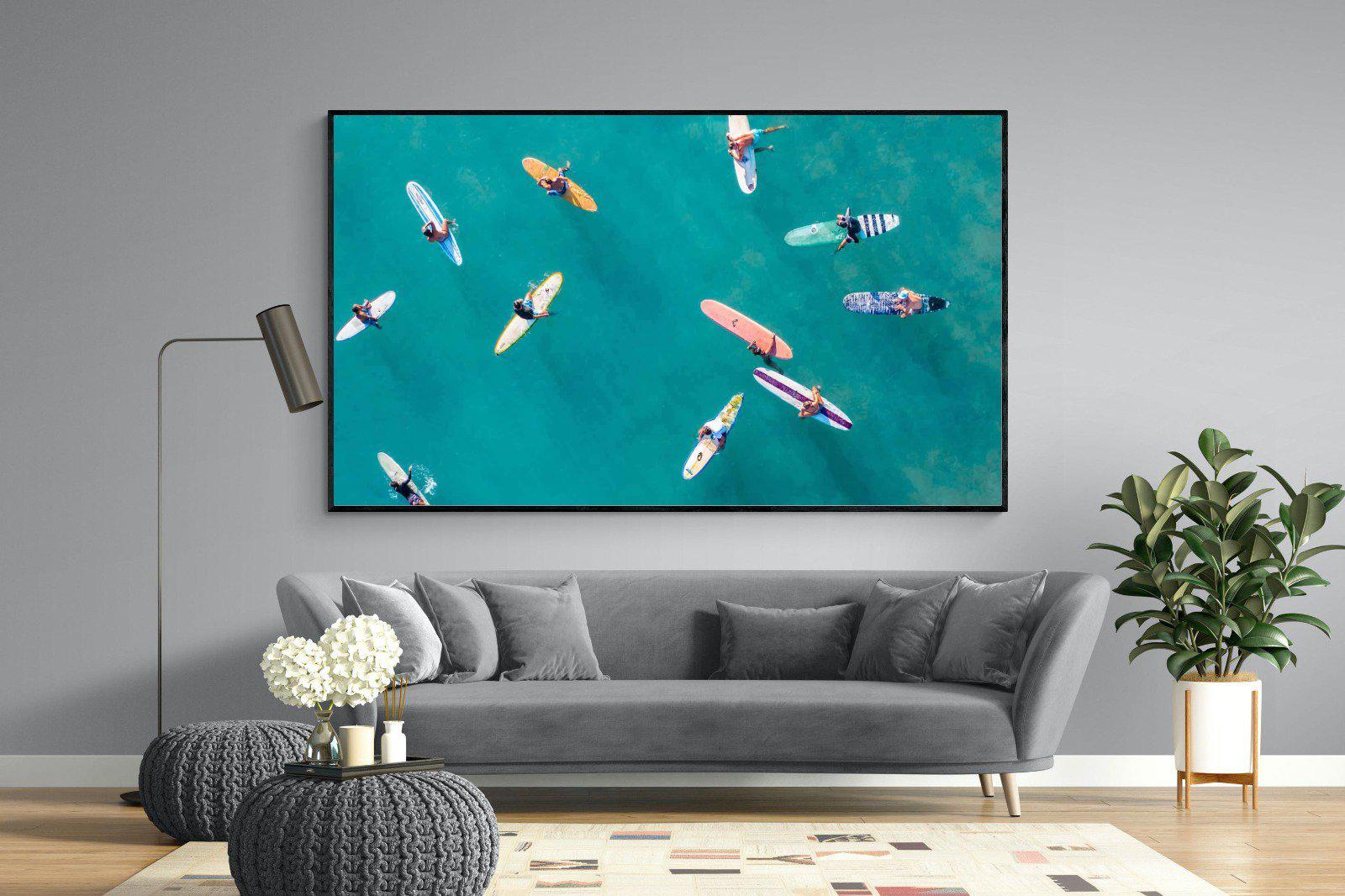 Waiting Surfers-Wall_Art-220 x 130cm-Mounted Canvas-Black-Pixalot