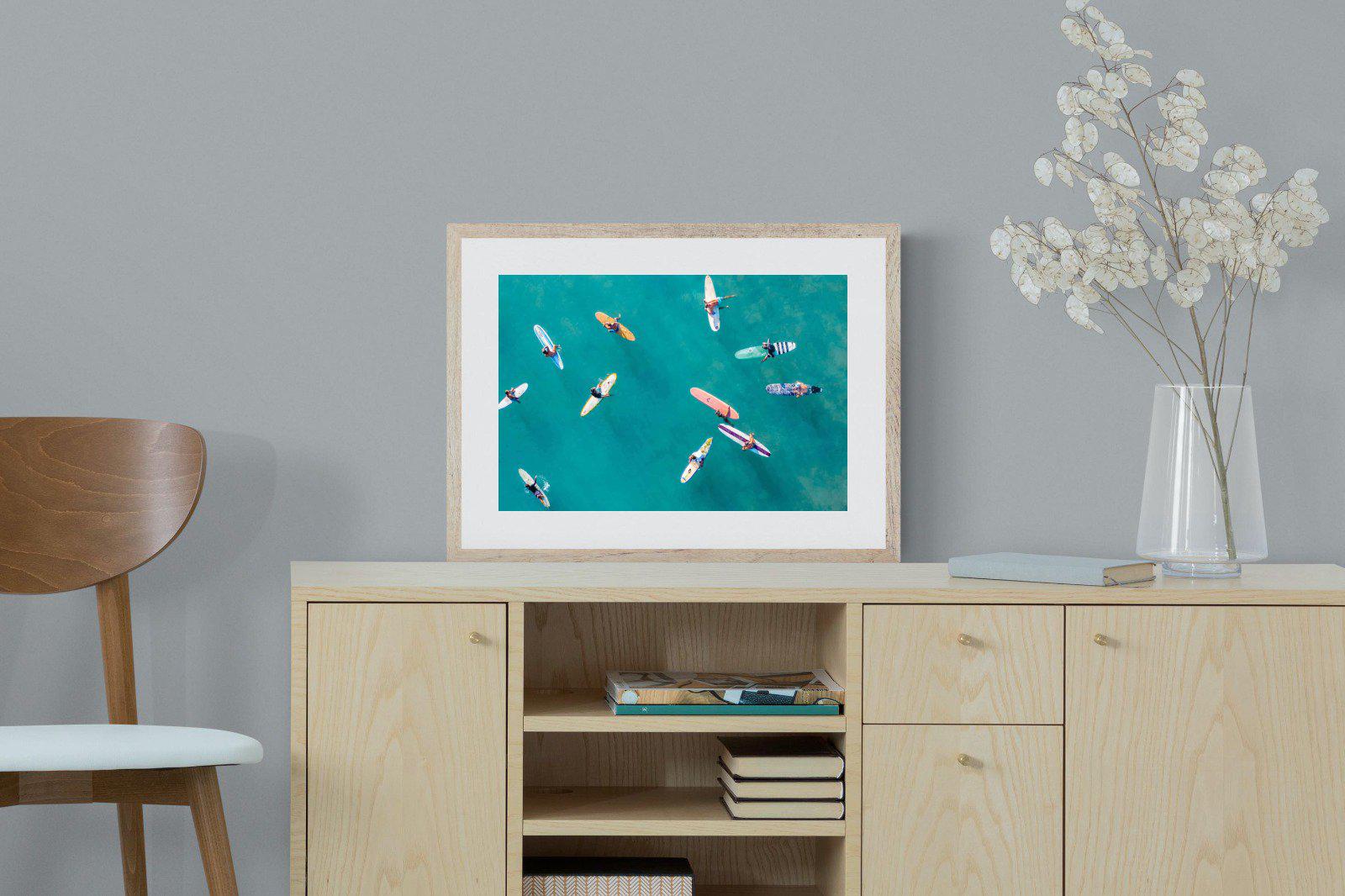 Waiting Surfers-Wall_Art-60 x 45cm-Framed Print-Wood-Pixalot