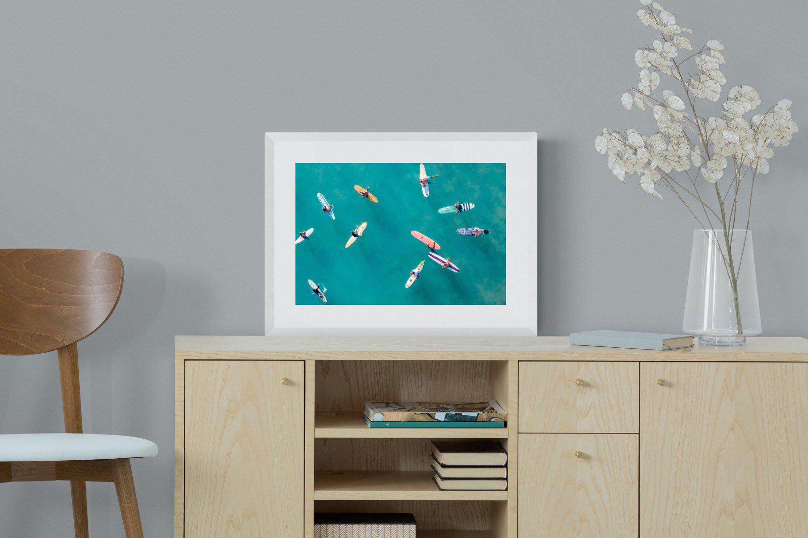 Waiting Surfers-Wall_Art-60 x 45cm-Framed Print-White-Pixalot