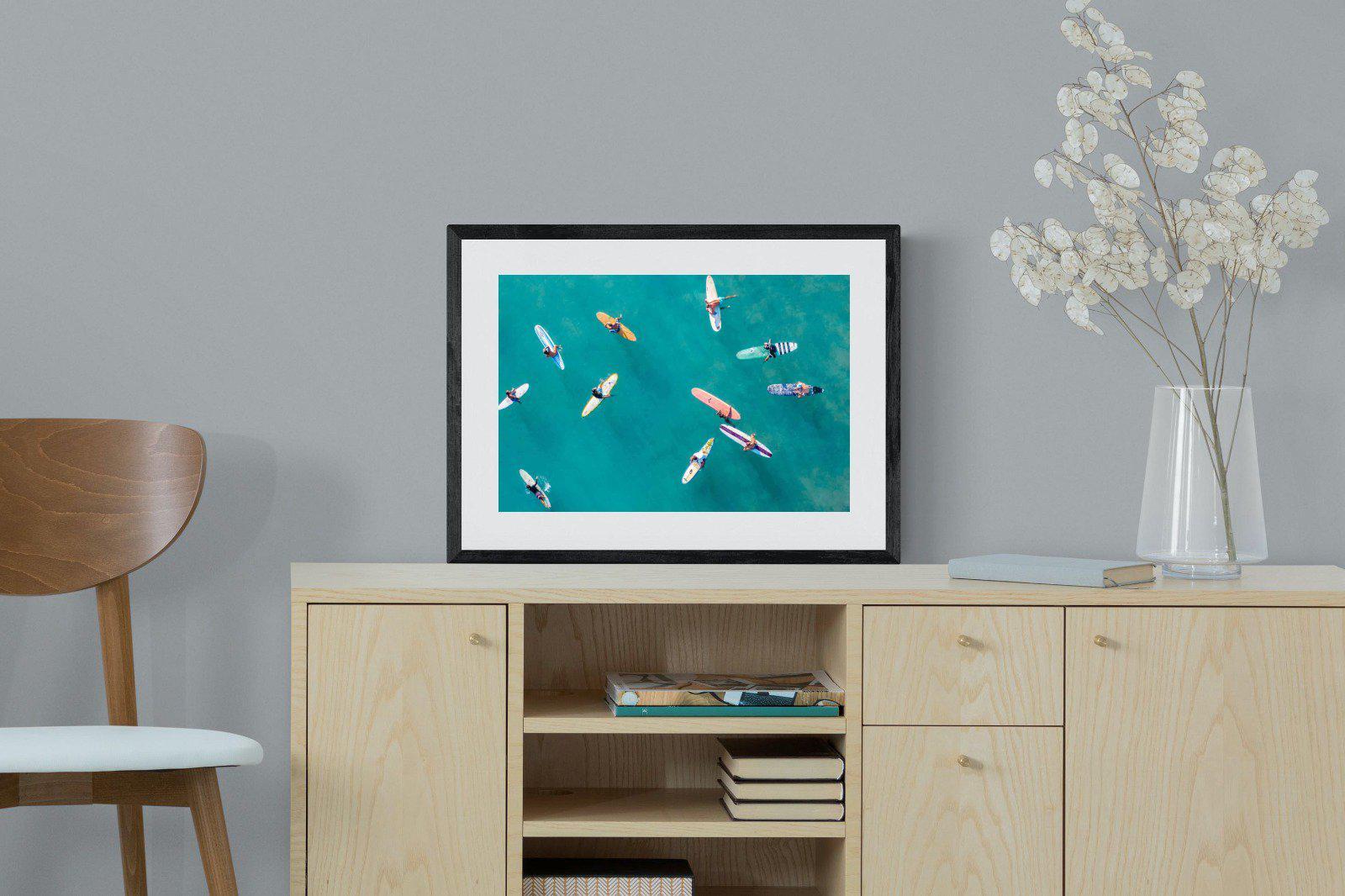 Waiting Surfers-Wall_Art-60 x 45cm-Framed Print-Black-Pixalot