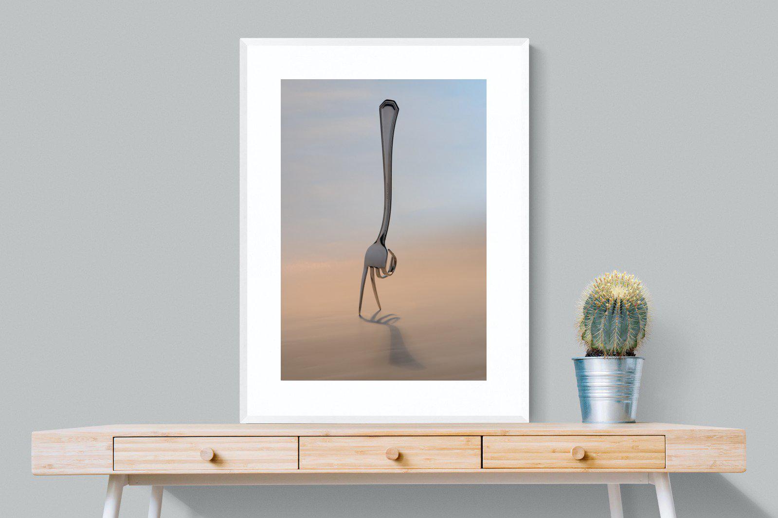 Walking Fork-Wall_Art-75 x 100cm-Framed Print-White-Pixalot