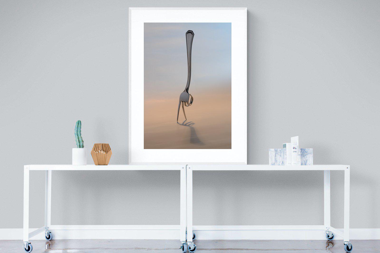 Walking Fork-Wall_Art-90 x 120cm-Framed Print-White-Pixalot