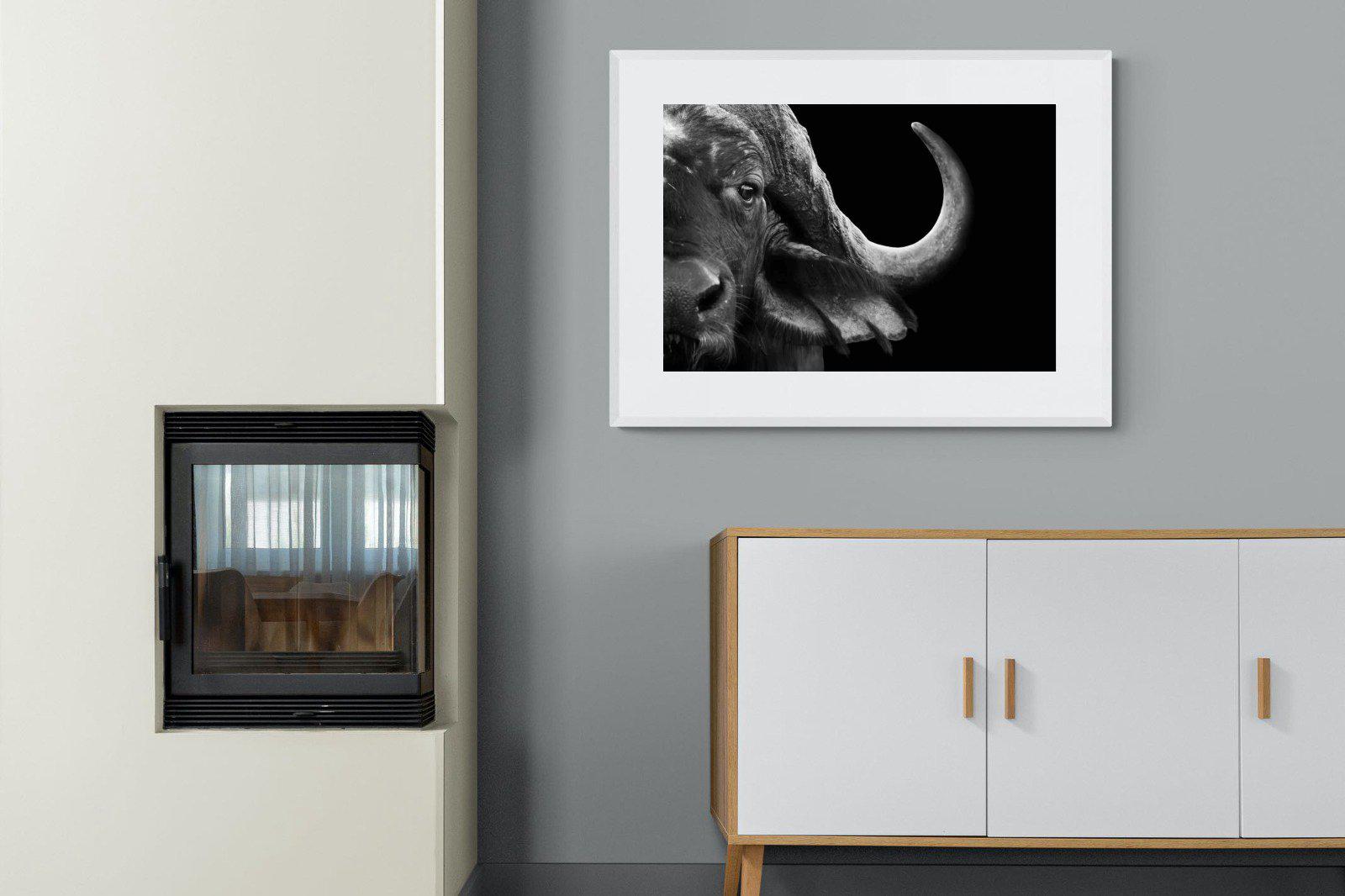 Water Buffalo-Wall_Art-100 x 75cm-Framed Print-White-Pixalot