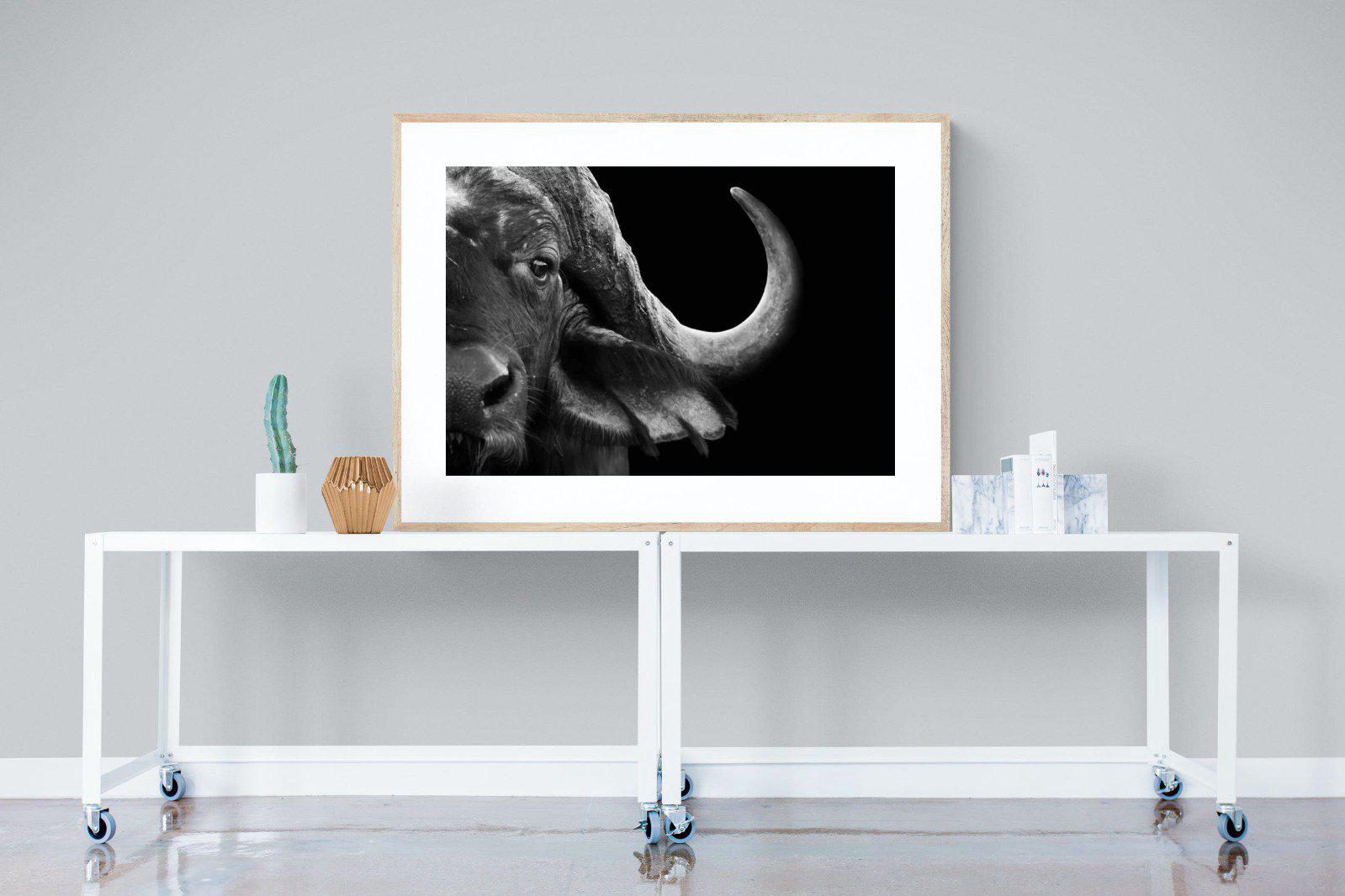 Water Buffalo-Wall_Art-120 x 90cm-Framed Print-Wood-Pixalot