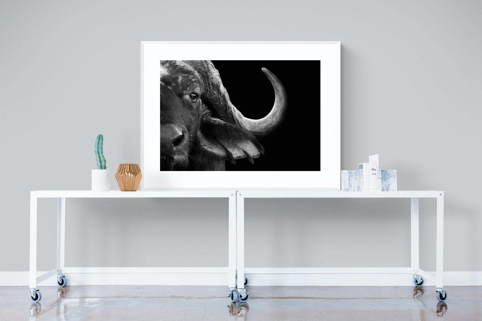 Water Buffalo-Wall_Art-120 x 90cm-Framed Print-White-Pixalot