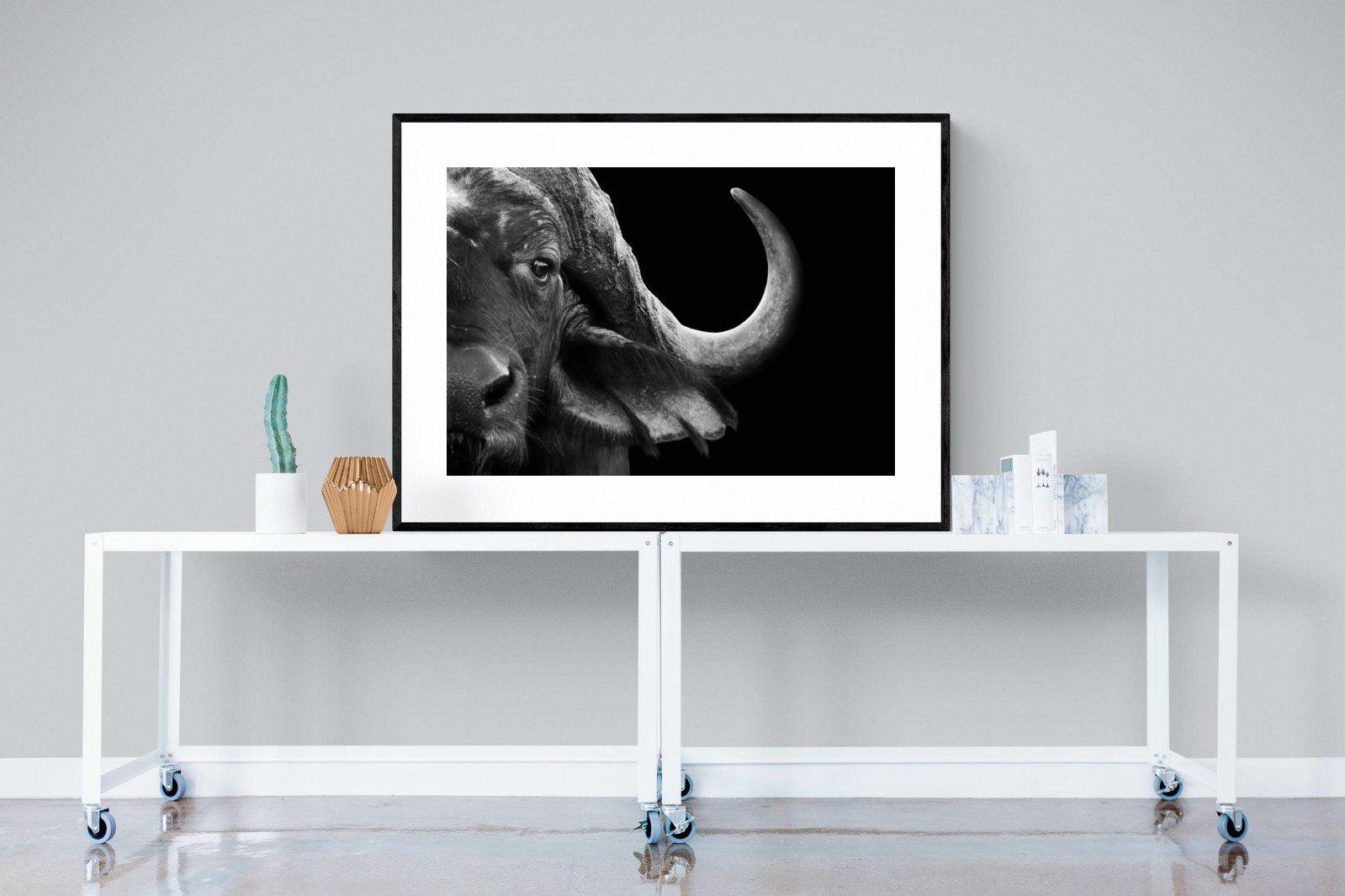Water Buffalo-Wall_Art-120 x 90cm-Framed Print-Black-Pixalot