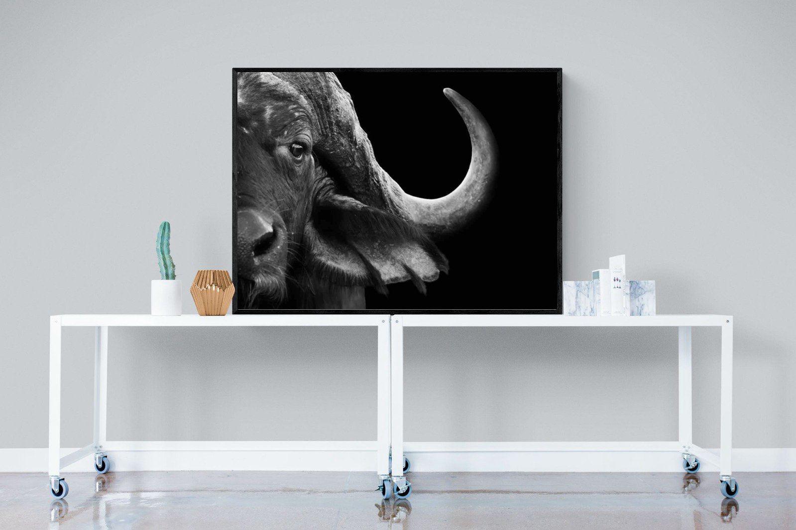 Water Buffalo-Wall_Art-120 x 90cm-Mounted Canvas-Black-Pixalot