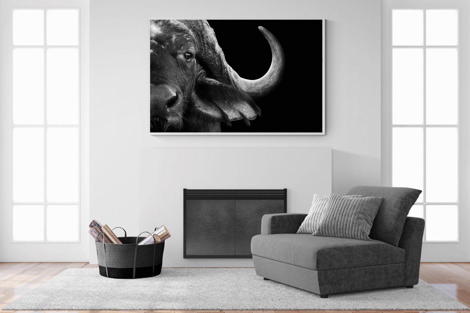 Water Buffalo-Wall_Art-150 x 100cm-Mounted Canvas-White-Pixalot