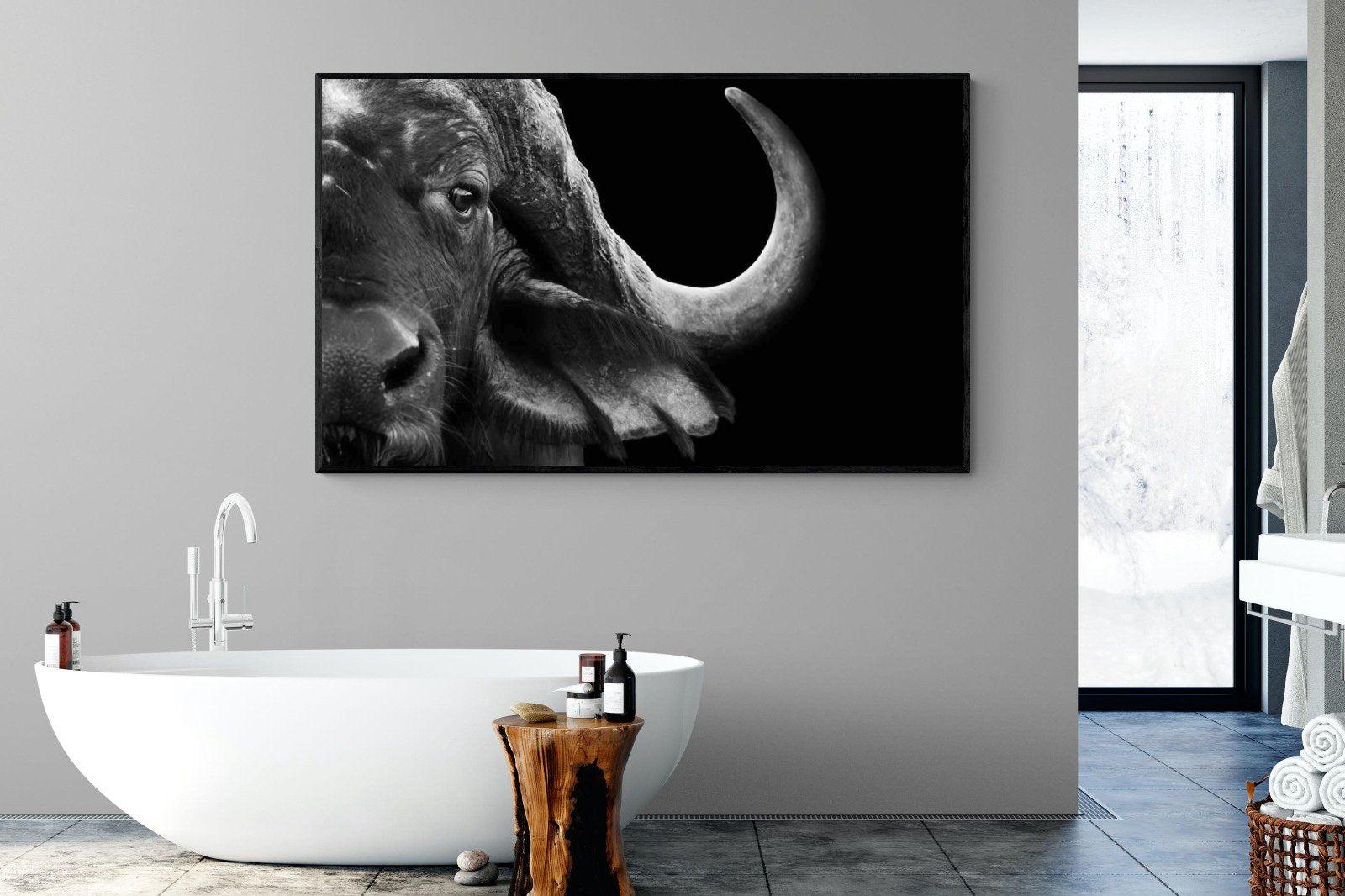Water Buffalo-Wall_Art-180 x 110cm-Mounted Canvas-Black-Pixalot