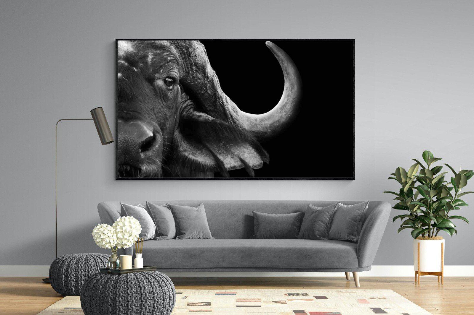 Water Buffalo-Wall_Art-220 x 130cm-Mounted Canvas-Black-Pixalot