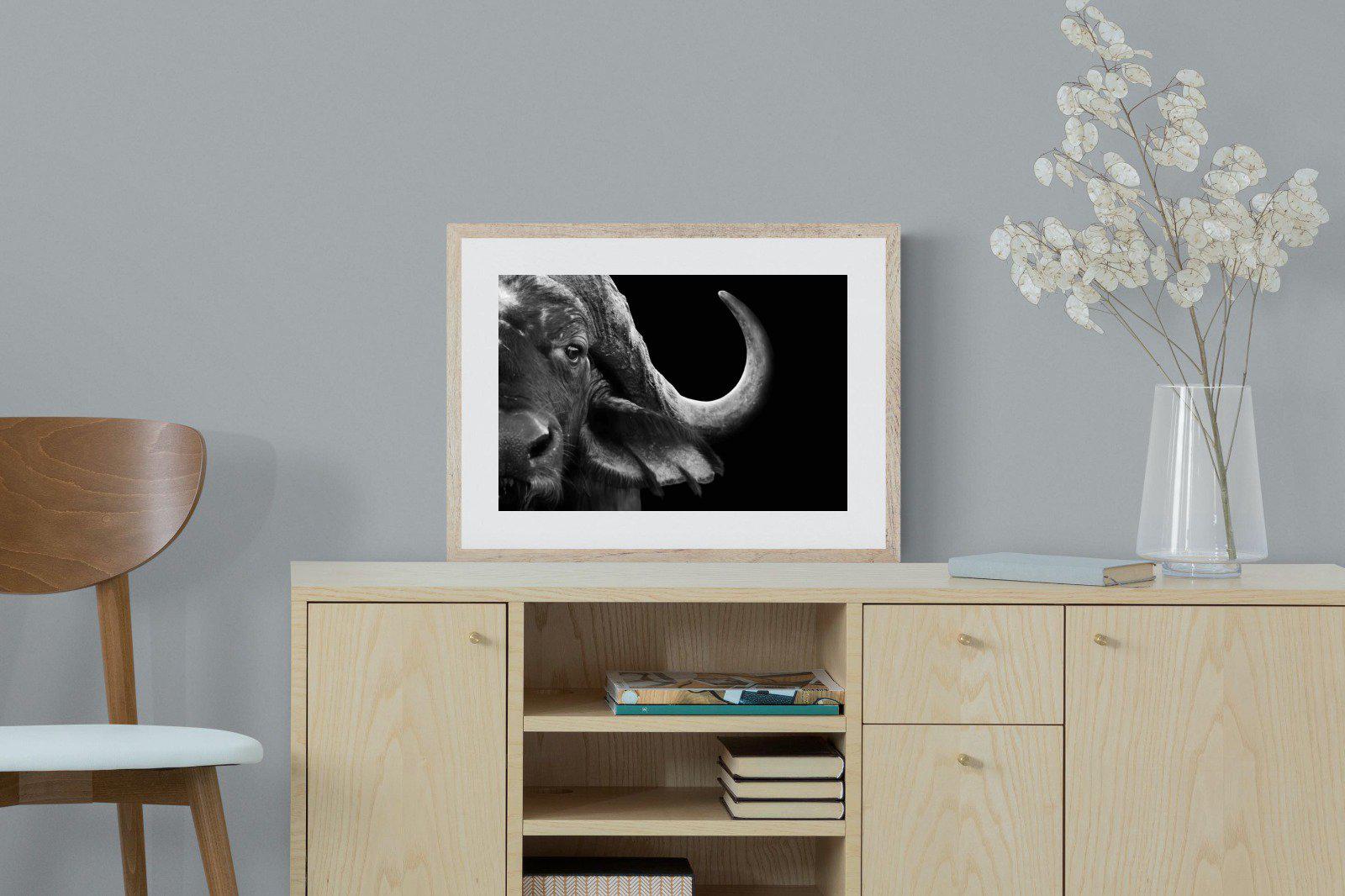 Water Buffalo-Wall_Art-60 x 45cm-Framed Print-Wood-Pixalot