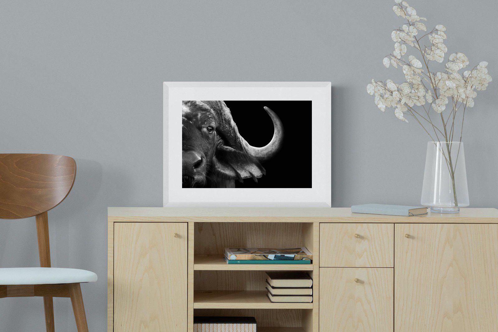 Water Buffalo-Wall_Art-60 x 45cm-Framed Print-White-Pixalot