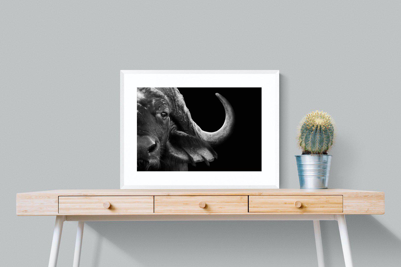 Water Buffalo-Wall_Art-80 x 60cm-Framed Print-White-Pixalot