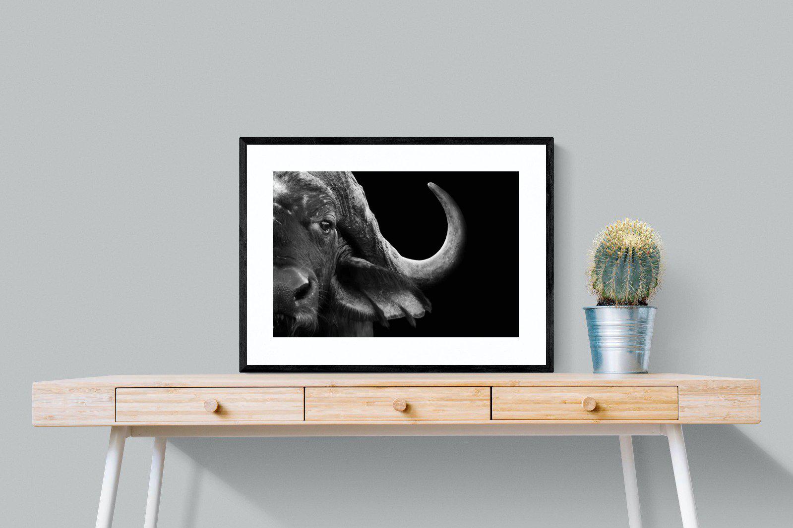 Water Buffalo-Wall_Art-80 x 60cm-Framed Print-Black-Pixalot