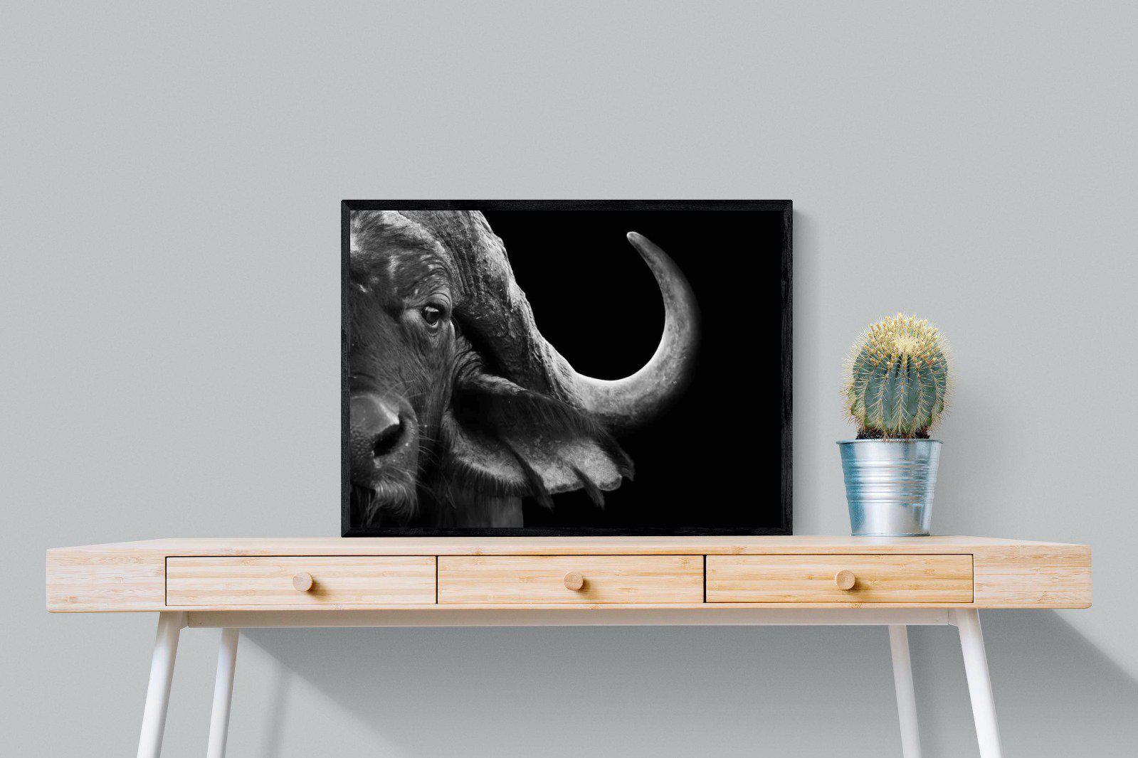 Water Buffalo-Wall_Art-80 x 60cm-Mounted Canvas-Black-Pixalot