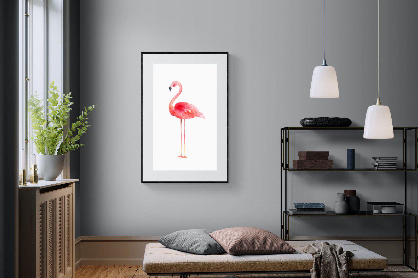 Watercolour Flamingo-Wall_Art-100 x 150cm-Framed Print-Black-Pixalot