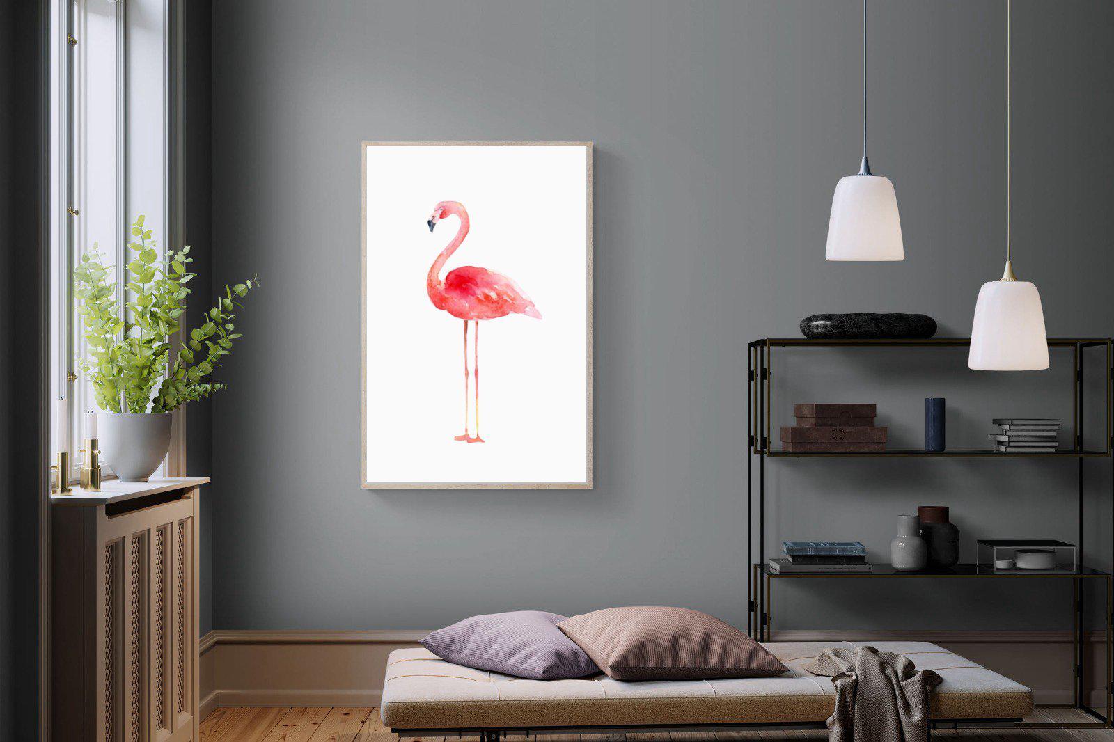 Watercolour Flamingo-Wall_Art-100 x 150cm-Mounted Canvas-Wood-Pixalot