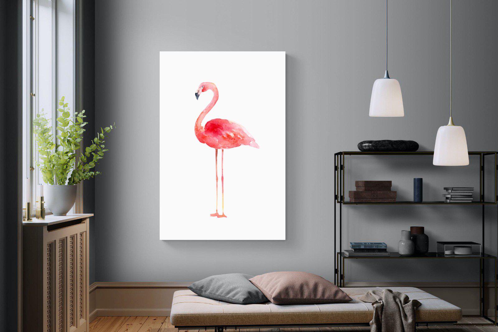 Watercolour Flamingo-Wall_Art-120 x 180cm-Mounted Canvas-No Frame-Pixalot