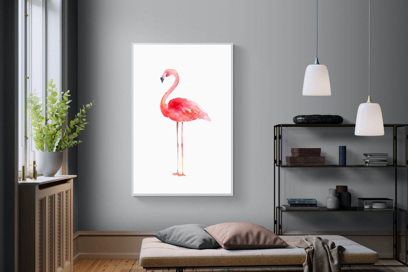 Watercolour Flamingo-Wall_Art-120 x 180cm-Mounted Canvas-White-Pixalot