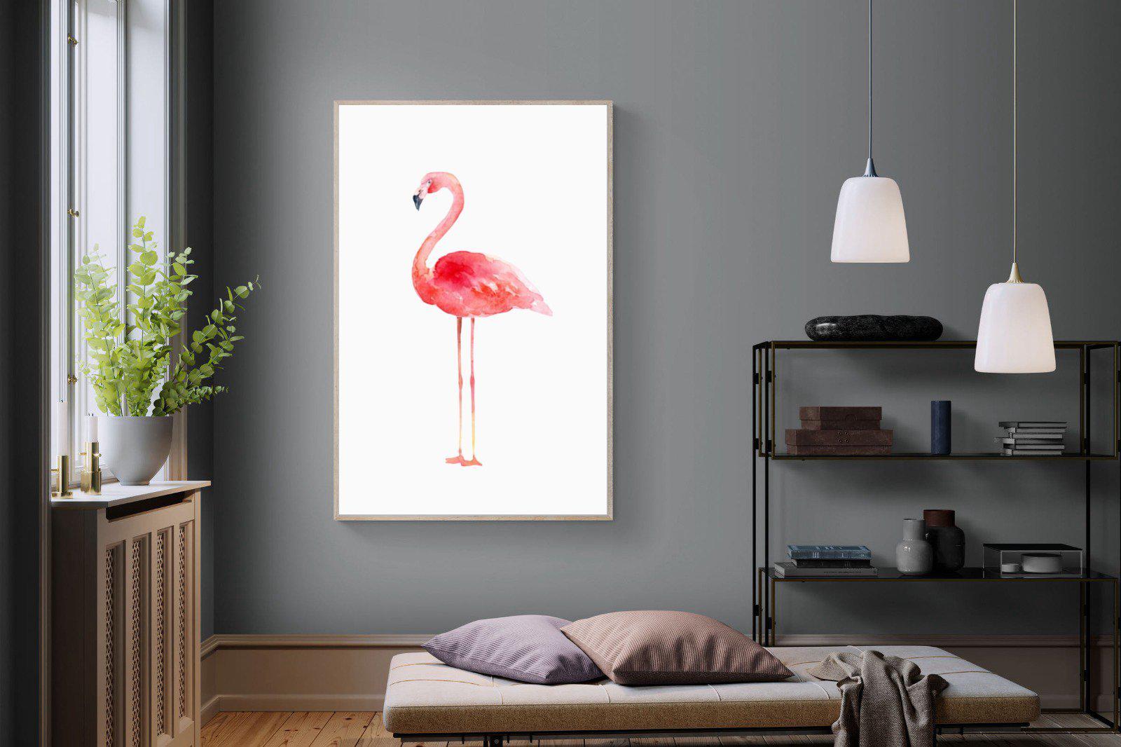 Watercolour Flamingo-Wall_Art-120 x 180cm-Mounted Canvas-Wood-Pixalot