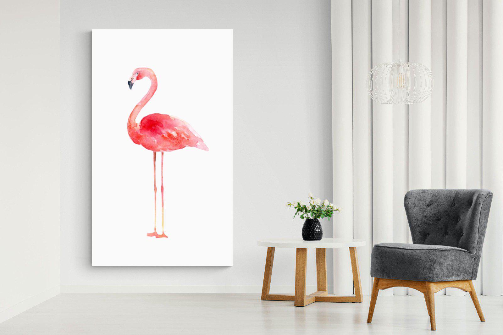 Watercolour Flamingo-Wall_Art-130 x 220cm-Mounted Canvas-No Frame-Pixalot