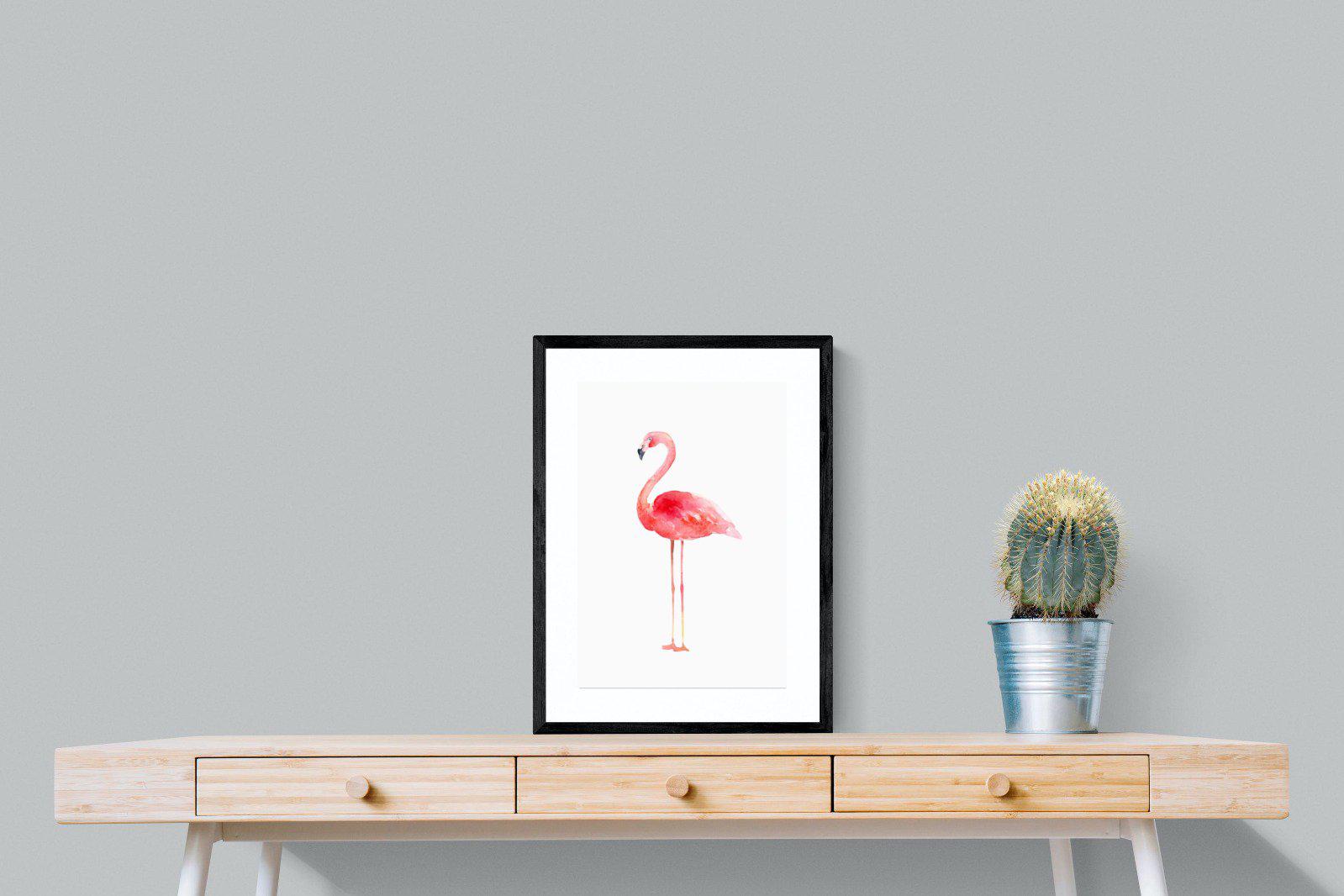 Watercolour Flamingo-Wall_Art-45 x 60cm-Framed Print-Black-Pixalot