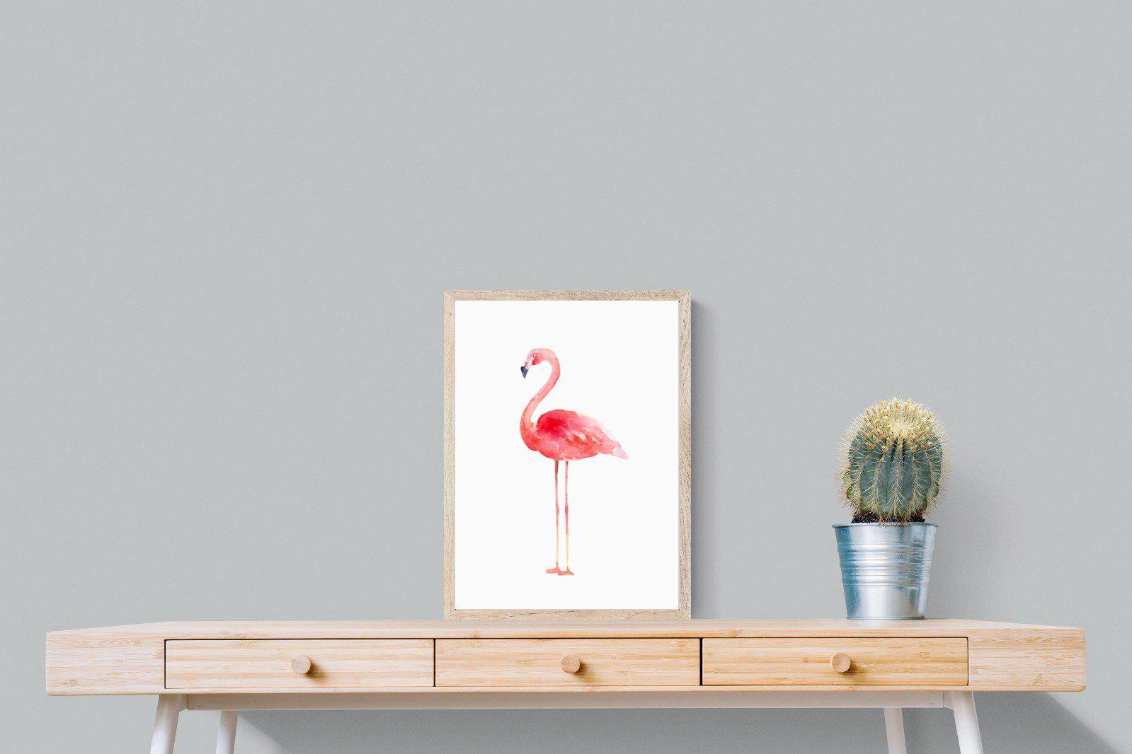 Watercolour Flamingo-Wall_Art-45 x 60cm-Mounted Canvas-Wood-Pixalot