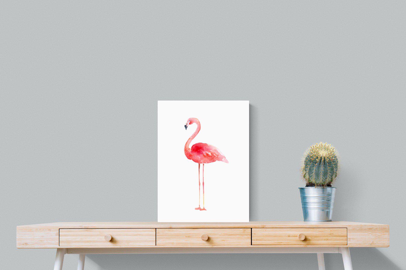 Watercolour Flamingo-Wall_Art-45 x 60cm-Mounted Canvas-No Frame-Pixalot