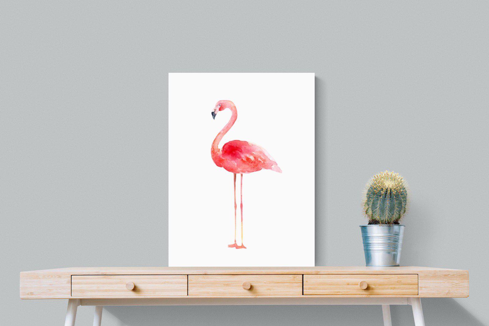 Watercolour Flamingo-Wall_Art-60 x 80cm-Mounted Canvas-No Frame-Pixalot