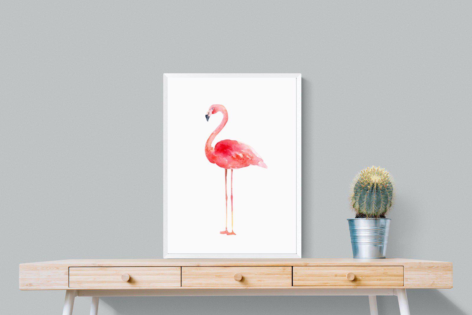 Watercolour Flamingo-Wall_Art-60 x 80cm-Mounted Canvas-White-Pixalot