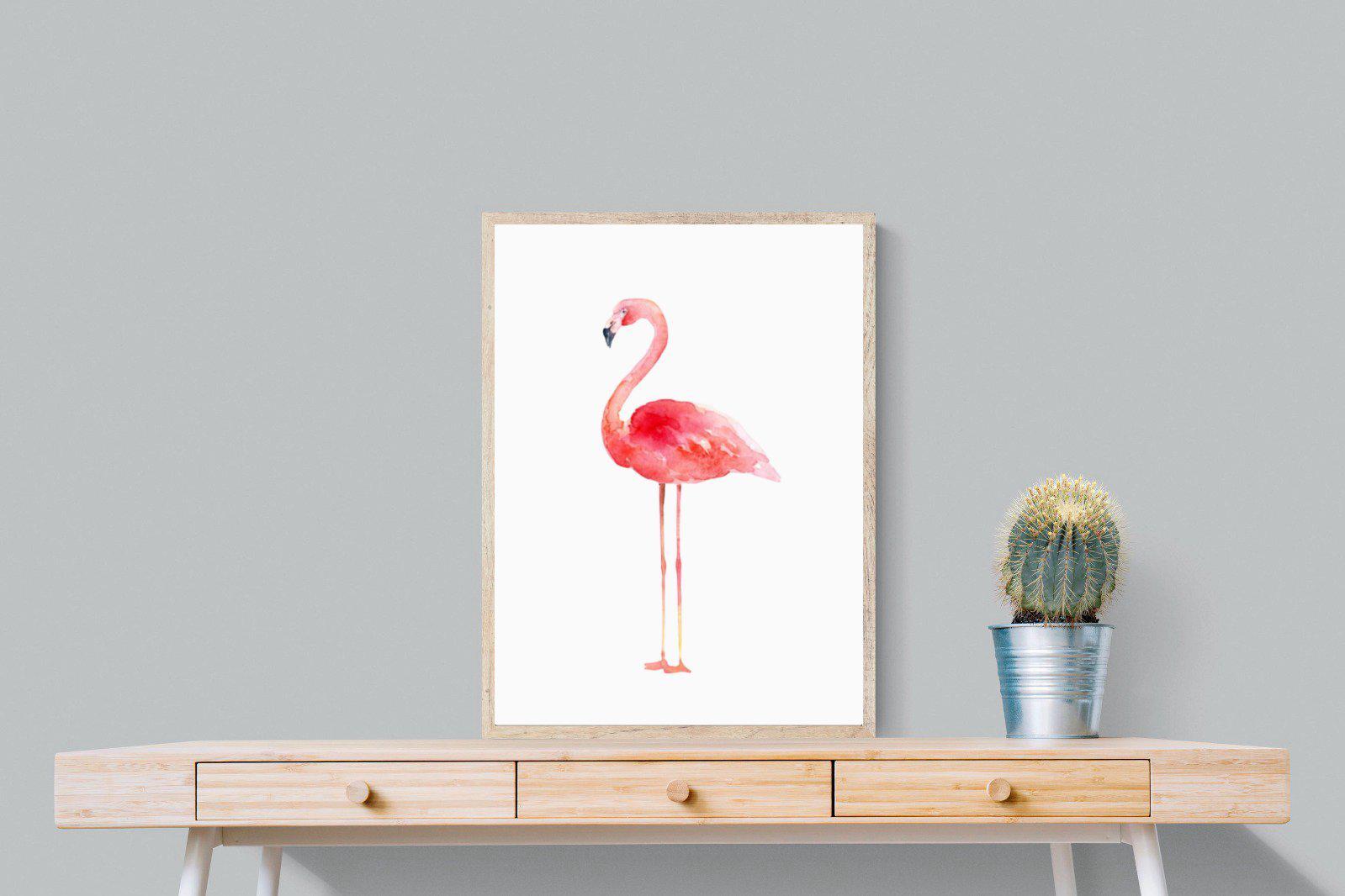 Watercolour Flamingo-Wall_Art-60 x 80cm-Mounted Canvas-Wood-Pixalot