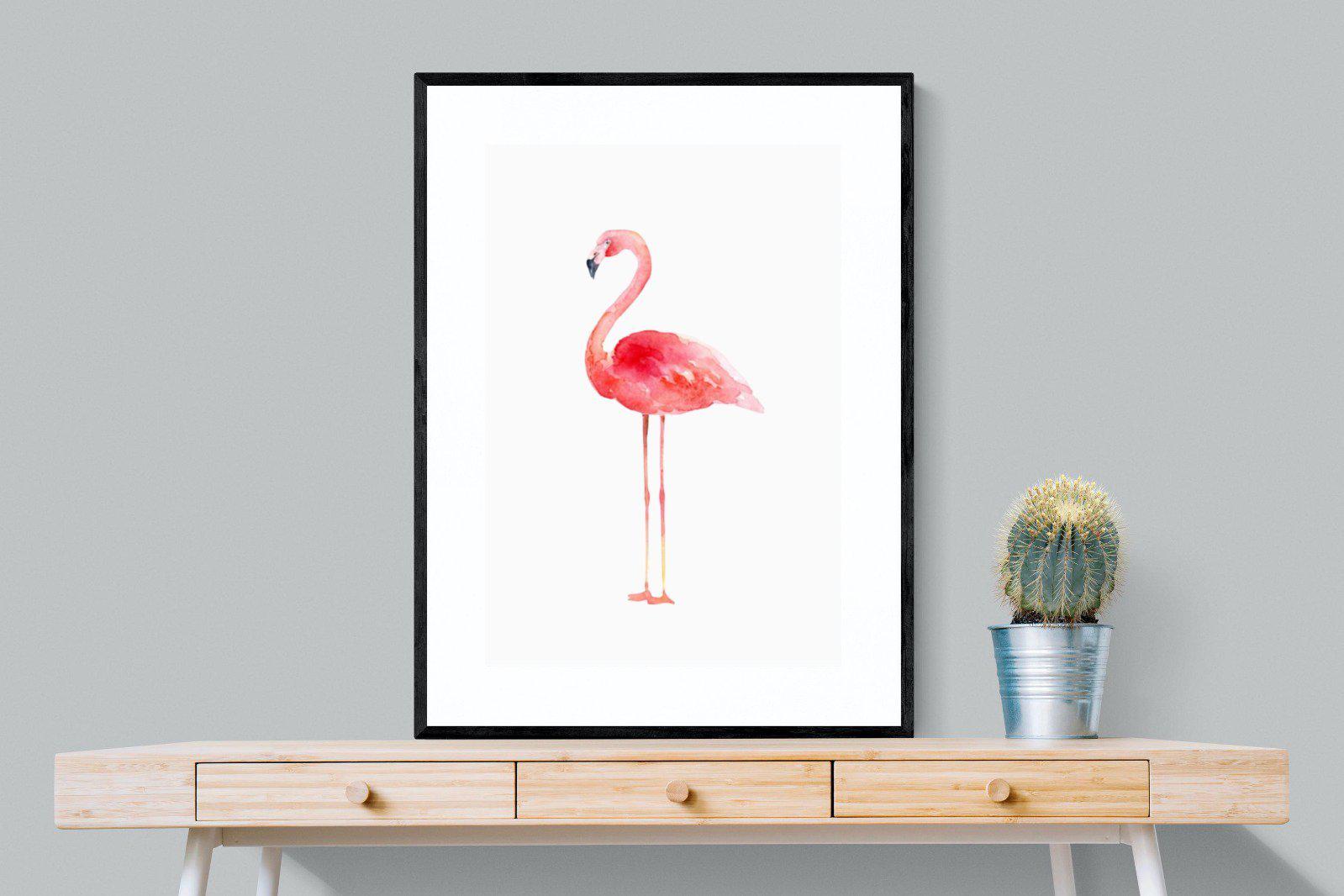 Watercolour Flamingo-Wall_Art-75 x 100cm-Framed Print-Black-Pixalot