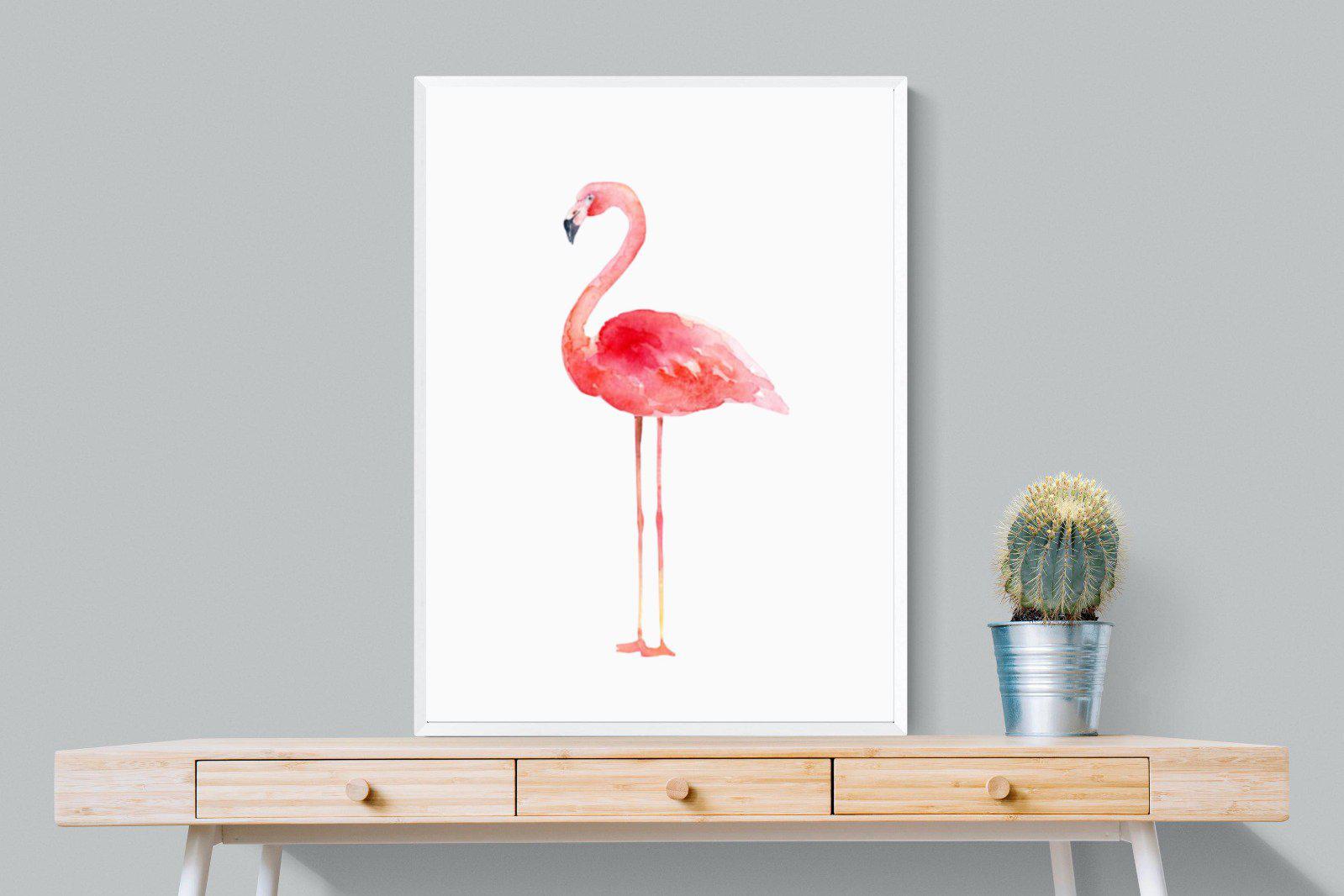 Watercolour Flamingo-Wall_Art-75 x 100cm-Mounted Canvas-White-Pixalot