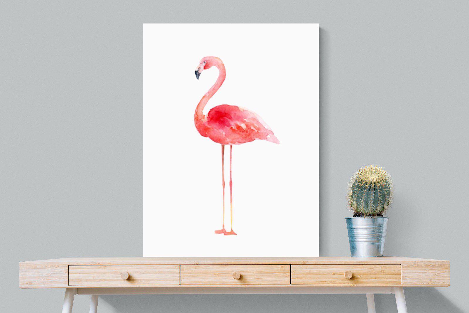 Watercolour Flamingo-Wall_Art-75 x 100cm-Mounted Canvas-No Frame-Pixalot