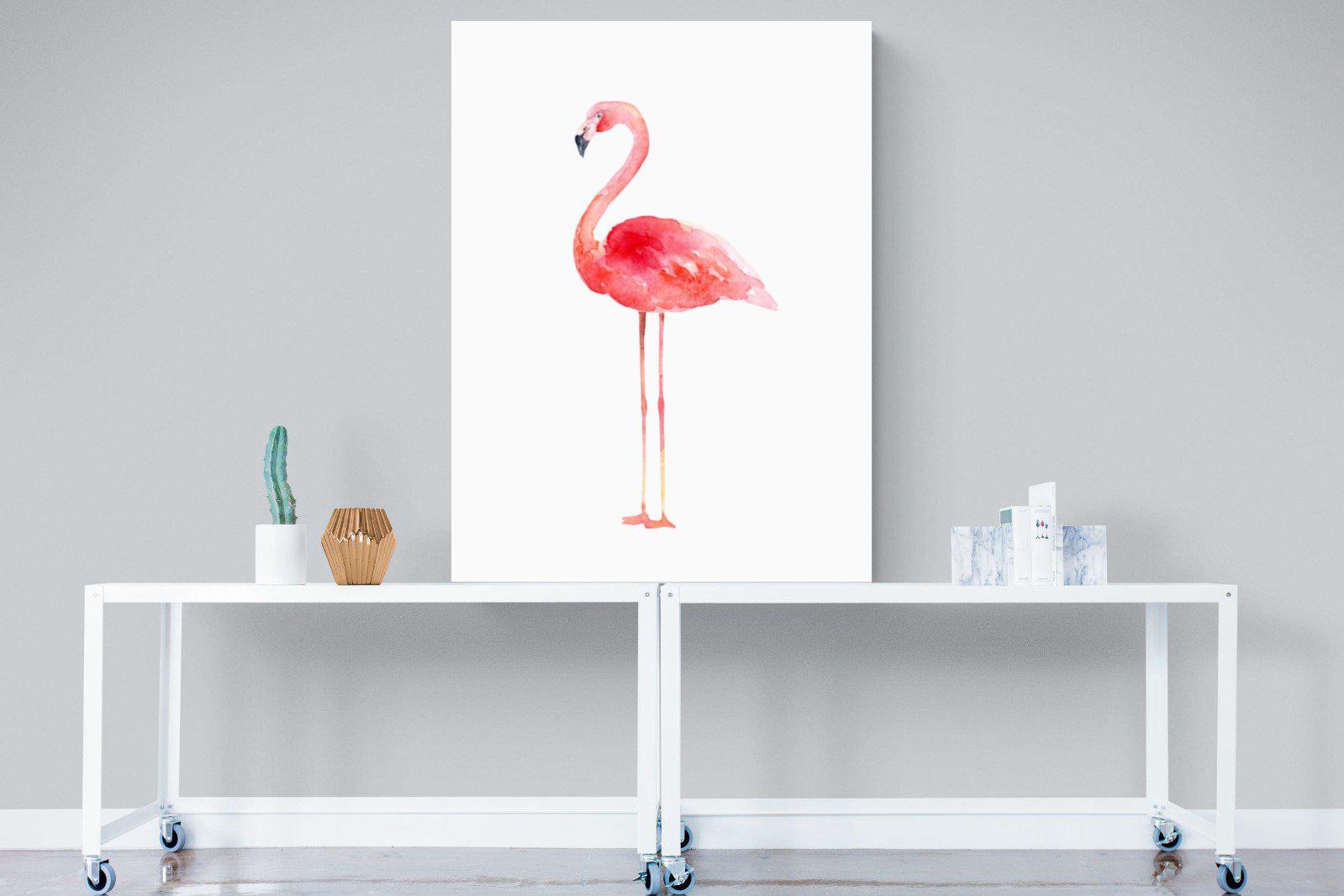Watercolour Flamingo-Wall_Art-90 x 120cm-Mounted Canvas-No Frame-Pixalot