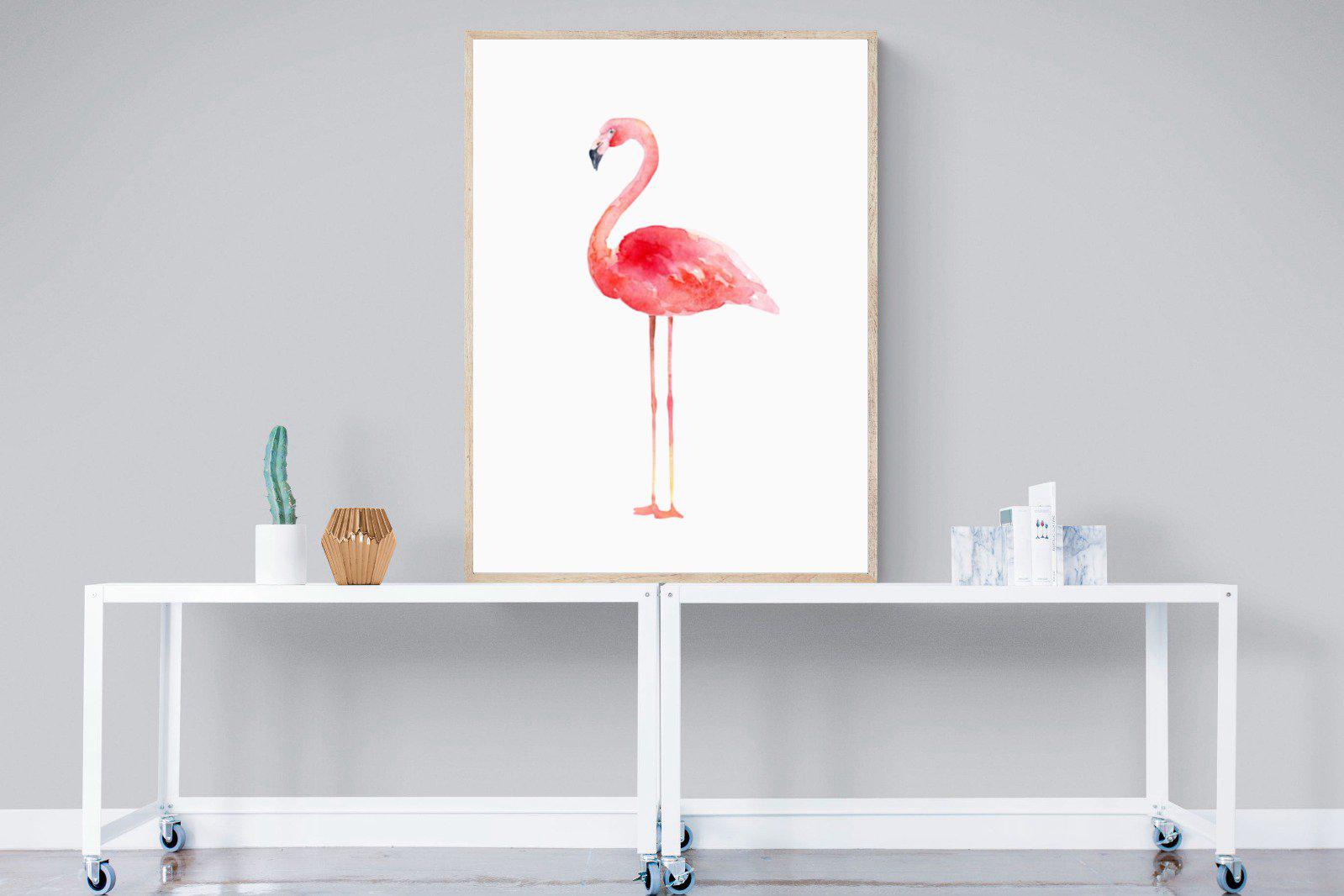 Watercolour Flamingo-Wall_Art-90 x 120cm-Mounted Canvas-Wood-Pixalot