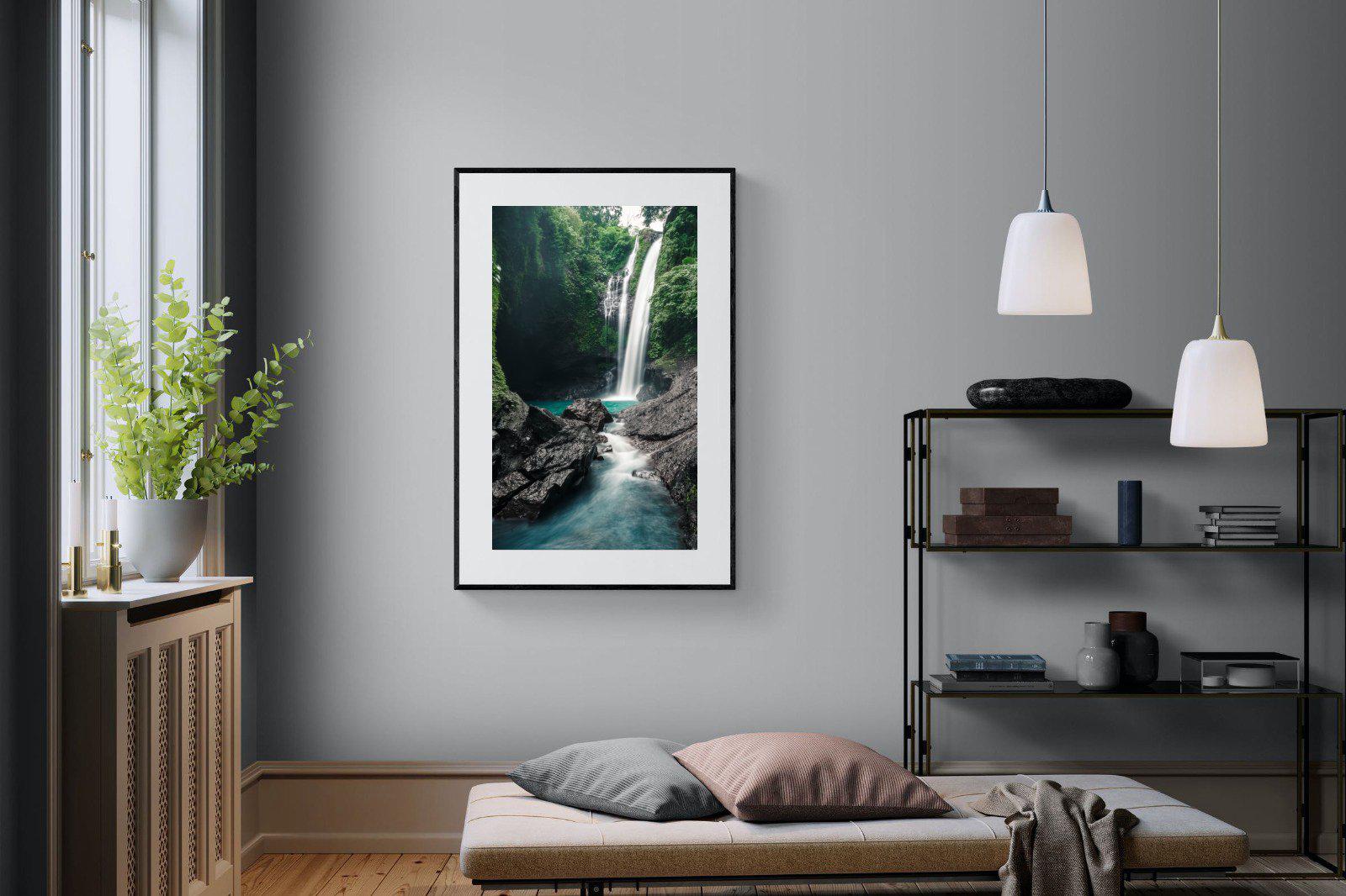 Waterfall-Wall_Art-100 x 150cm-Framed Print-Black-Pixalot