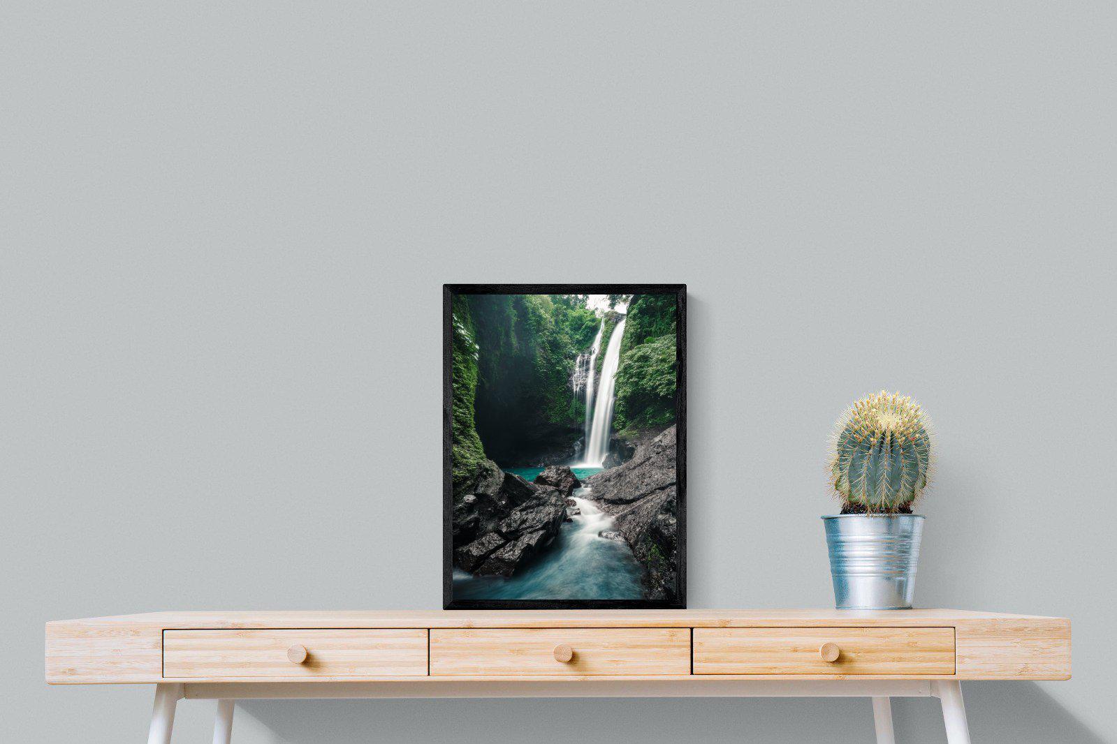 Waterfall-Wall_Art-45 x 60cm-Mounted Canvas-Black-Pixalot
