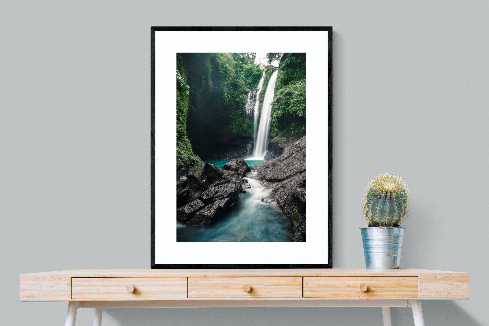 Waterfall-Wall_Art-75 x 100cm-Framed Print-Black-Pixalot