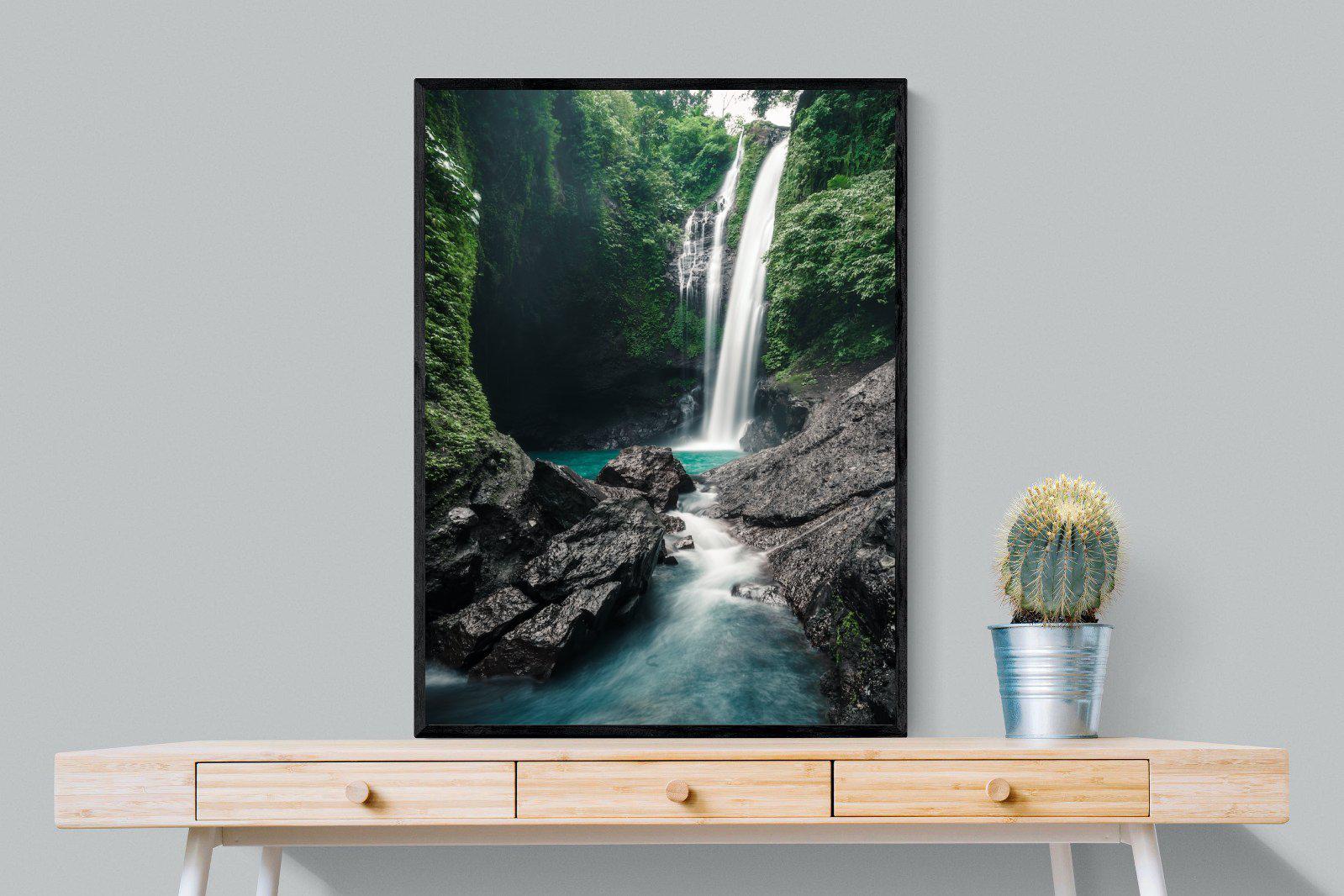 Waterfall-Wall_Art-75 x 100cm-Mounted Canvas-Black-Pixalot