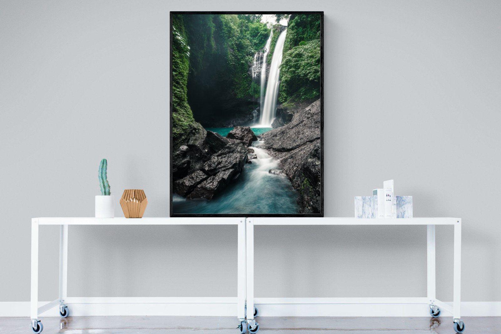 Waterfall-Wall_Art-90 x 120cm-Mounted Canvas-Black-Pixalot